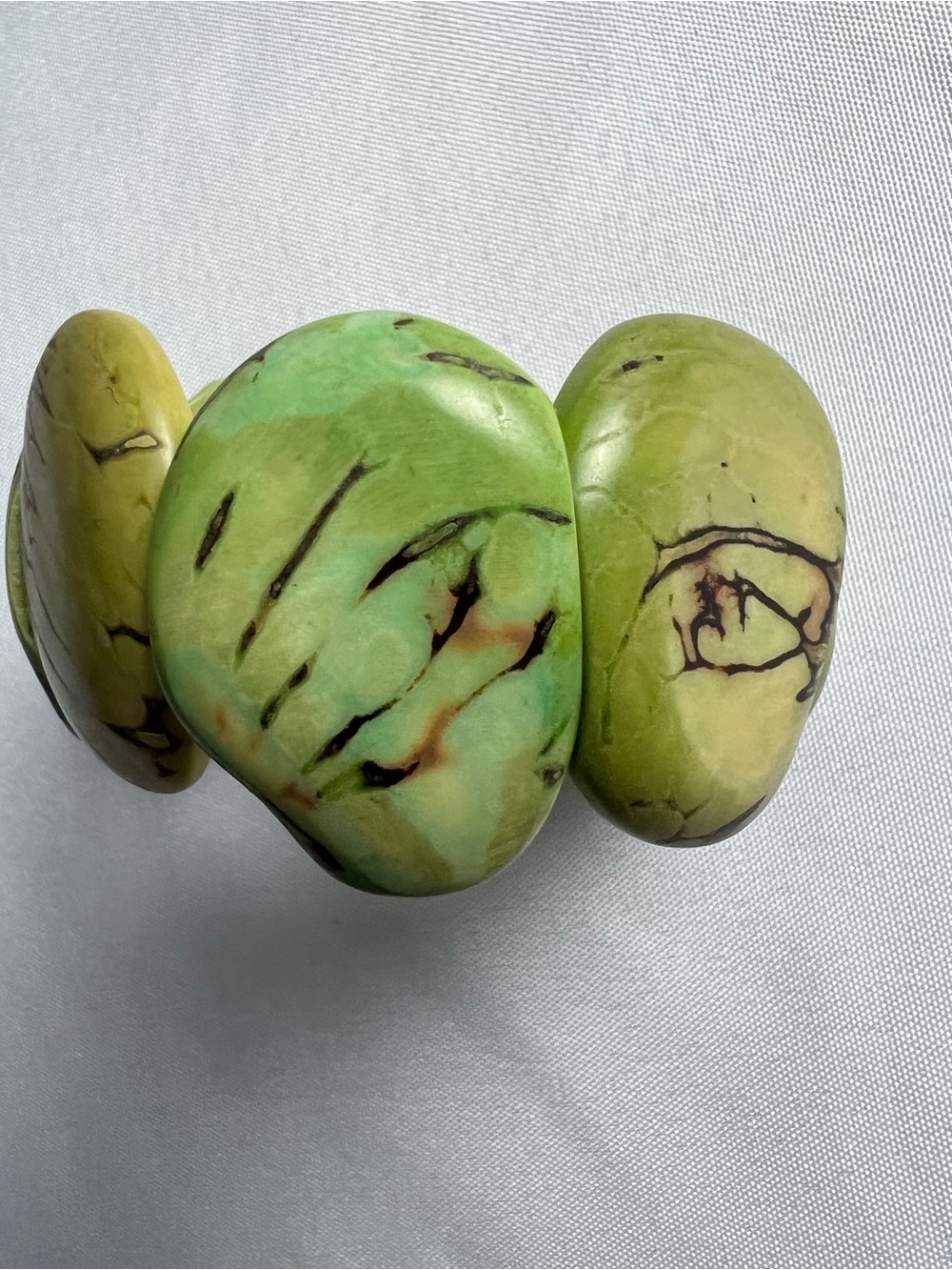 Green Tagua Nut Seed Stretch Bracelet Boho Hippie Resort Vacation Tropical